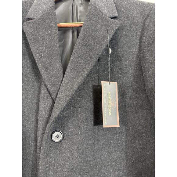 NEW Weatherproof Garment Co Button Jacket Black Coat Lined Wool Sz 42 Long $249 - Picture 2 of 3